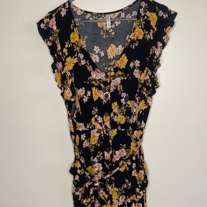 Xhilaration Floral Wide Leg Crop Jumpsuit